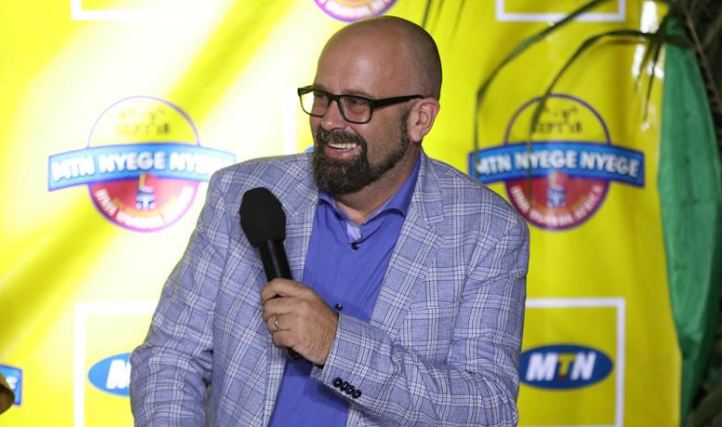 Olivier Prentout, the Chief Marketing Officer MTN Uganda, addresses guests during the launch.