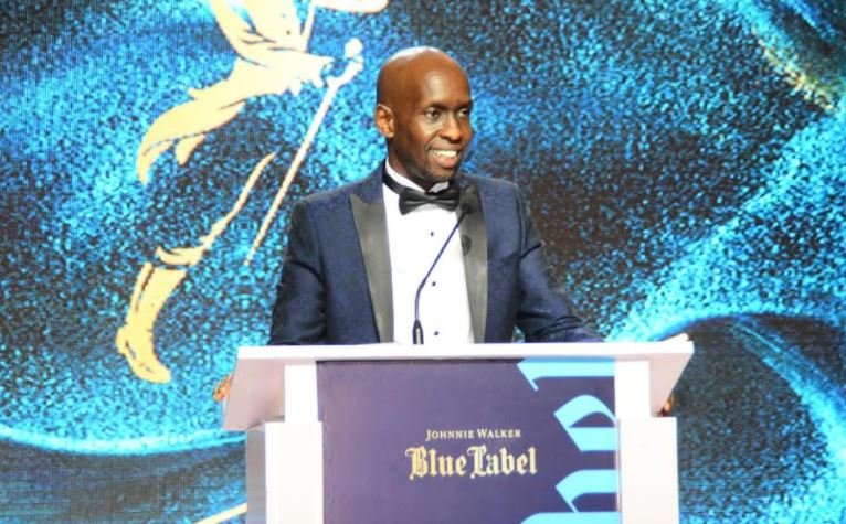 Outgoing UBL MD Alvin Mbugua speaks at a farewell hosted for him by Johnnie Walker Blue Club members