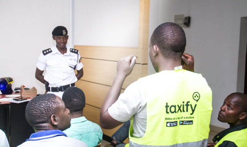 Taxify together with Uganda Police carrying out a safety training for boda boda riders