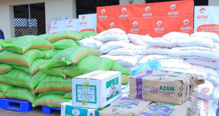 The foodstuffs to be given to the moslem community by Airtel Uganda during Ramadan.