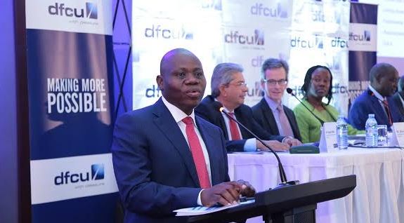 dfcu Bank CEO Juma Kisaame speaking at the dfcu Limited 53rd AGM.
