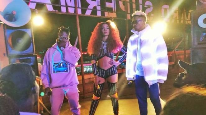 Fik Fameica, Rogue and A Pass during the Midnight Drum video shoot