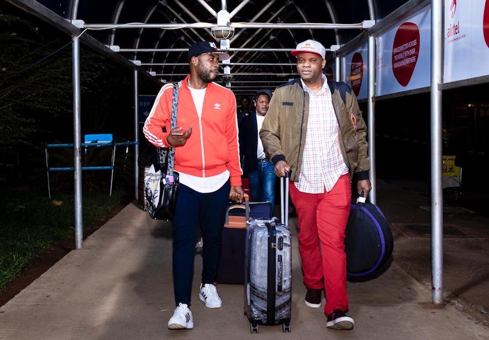 Awilo Longomba band arrives at Entebbe airport