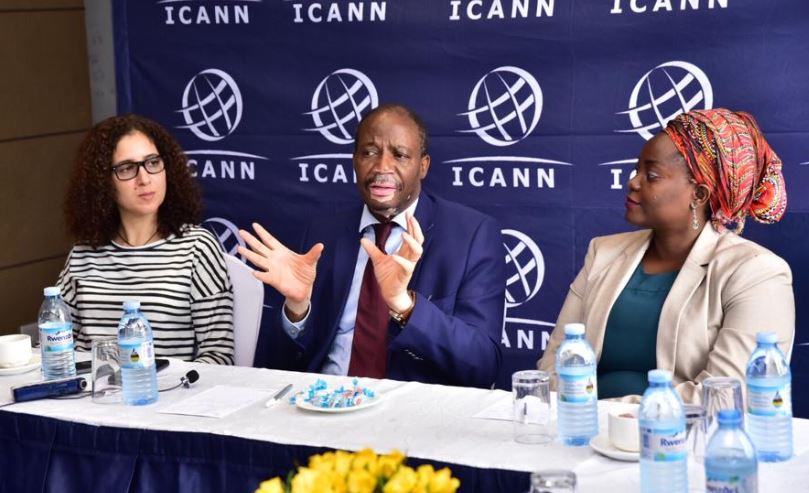 Pierre Dandjinou, ICANN VP of GSE in Africa, stresses a point during the media roundtable.