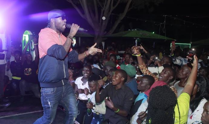 Eddy Kenzo performs at the Neon Rave party in Mbale. 