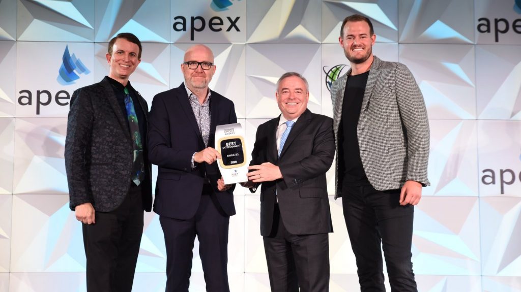 Emirates wins Best Entertainment award at APEX Passenger Choice Awards
