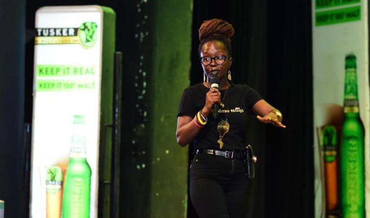 Anne Kansiime performs at the Arise Woman Comedy jam